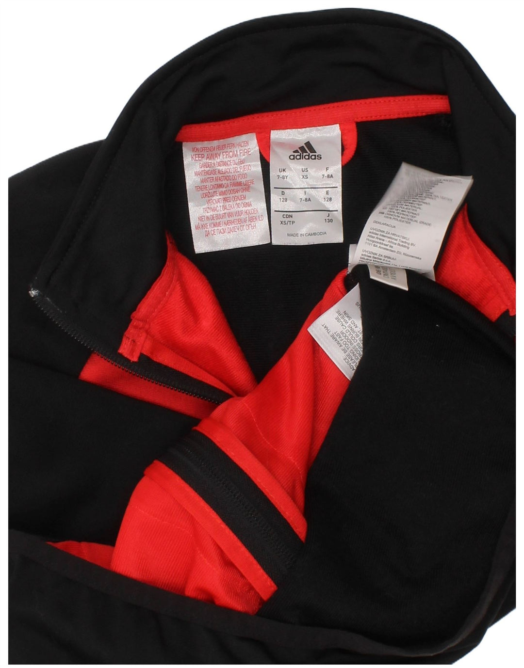 Adidas Boys Tracksuit Top Jacket 7-8 Years Black Colourblock Polyester