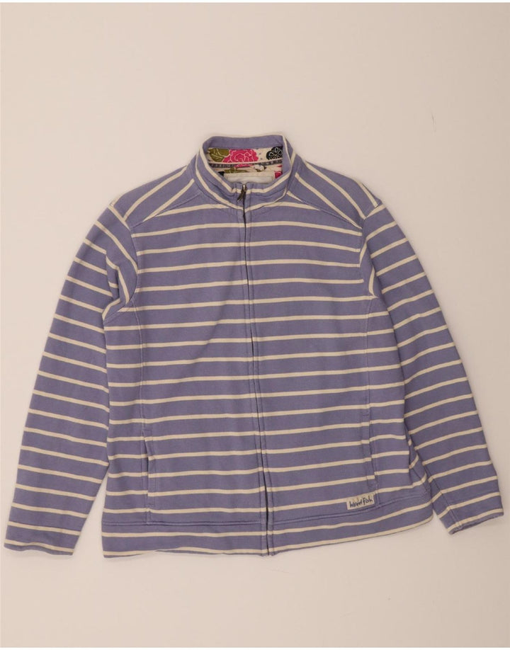 WEIRD FISH Womens Tracksuit Top Jacket UK 16 Large Blue Striped Cotton Vintage Weird Fish and Second-Hand Weird Fish from Messina Hembry 