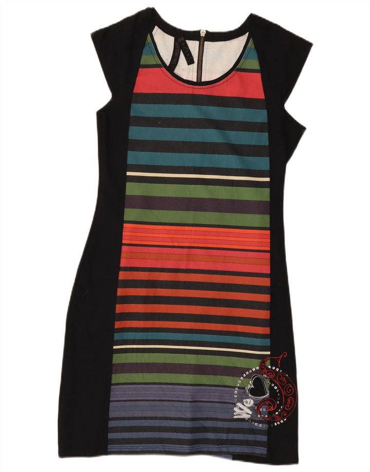 Desigual Womens Graphic Sheath Dress UK 12 Medium Black Striped