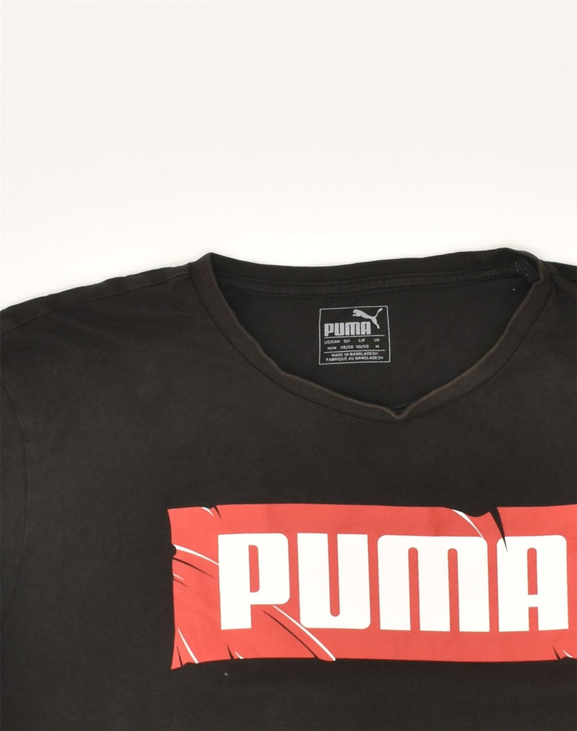 PUMA Mens Graphic T-Shirt Top Medium Black Cotton | Vintage Puma | Thrift | Second-Hand Puma | Used Clothing | Messina Hembry 