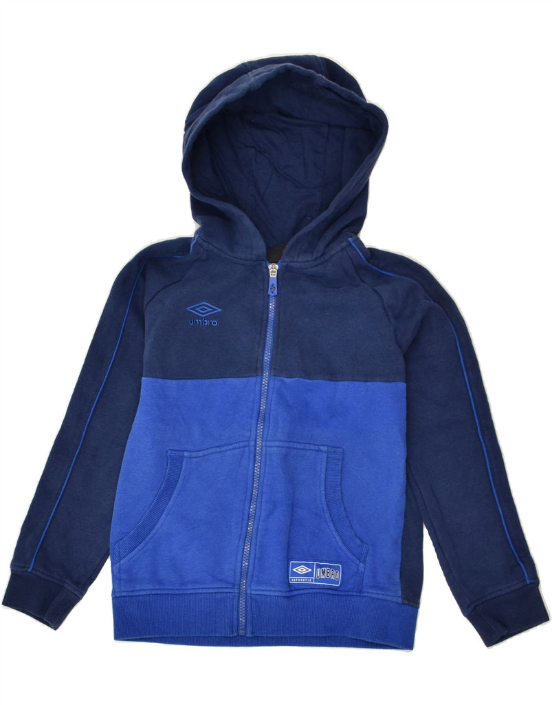 UMBRO Boys Zip Hoodie Sweater 8-9 Years Medium  Navy Blue Colourblock | Vintage Umbro | Thrift | Second-Hand Umbro | Used Clothing | Messina Hembry 