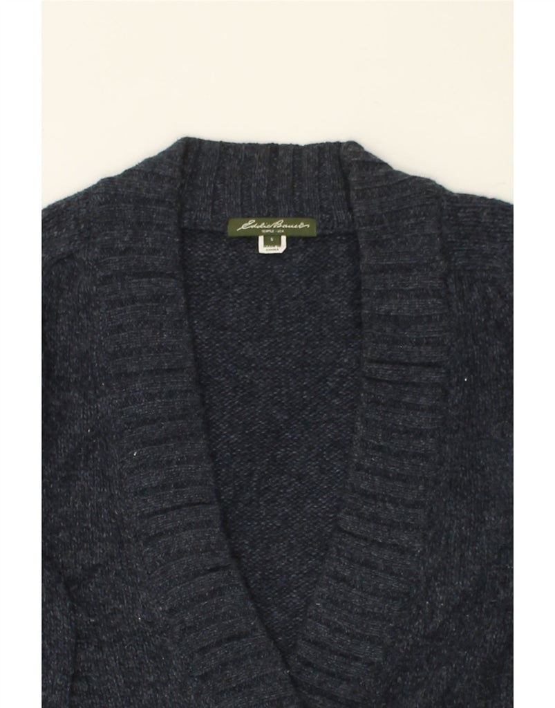 EDDIE BAUER Womens 3/4 Sleeve Cardigan Sweater UK 10 Small Navy Blue | Vintage Eddie Bauer | Thrift | Second-Hand Eddie Bauer | Used Clothing | Messina Hembry 