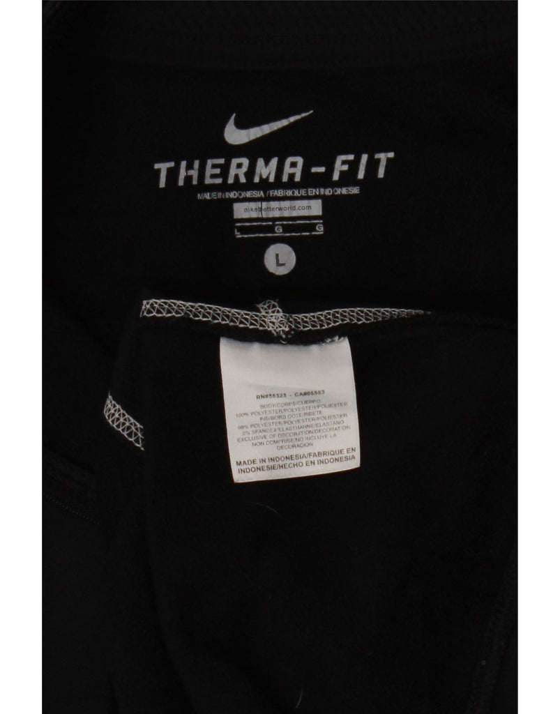 NIKE Mens Graphic Zip Neck Pullover Tracksuit Top Large Black Polyester Vintage Nike and Second-Hand Nike from Messina Hembry 