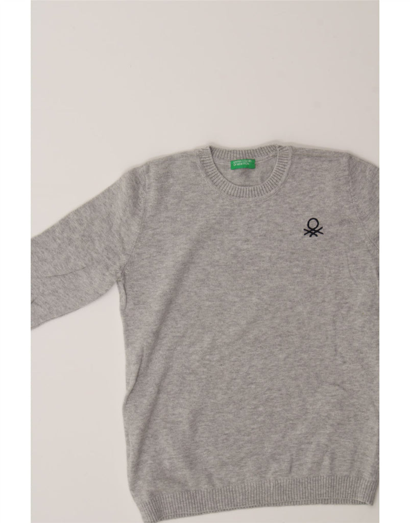 BENETTON Girls Crew Neck Jumper Sweater 6-7 Years Small  Grey Cotton Vintage Benetton and Second-Hand Benetton from Messina Hembry 