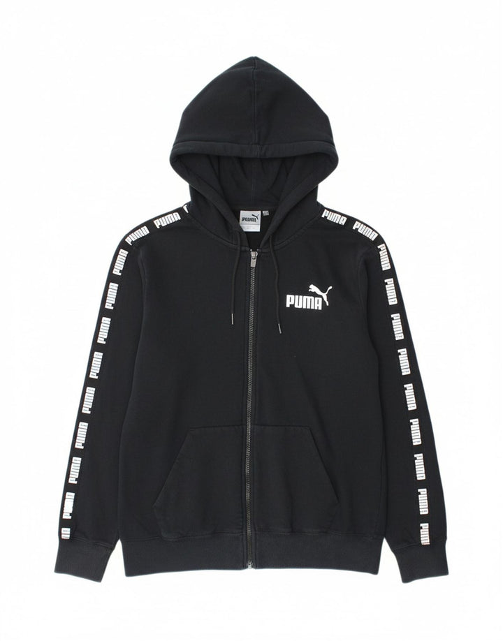 PUMA Mens Graphic Zip Hoodie Sweater Medium Black Cotton