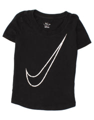 NIKE Girls Graphic T-Shirt Top 10-11 Years Medium Black Cotton