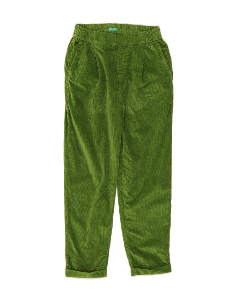 BENETTON Womens Crop Tapered Corduroy Trousers XS W28 L24 Green Cotton Vintage Benetton and Second-Hand Benetton from Messina Hembry 