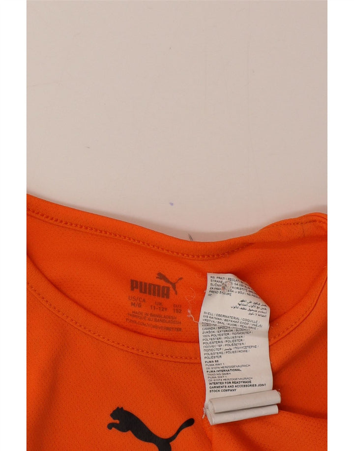 Puma Boys T-Shirt Top 11-12 Years Orange Colourblock Polyester