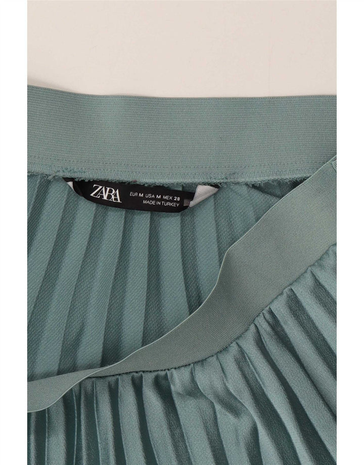 Zara Womens Asymmetric Pleated Skirt Medium W28 Green Polyester