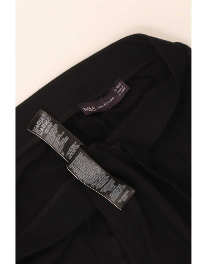 Marks & Spencer Womens Midi Pleated Skirt UK 12 Medium W30 Black Polyester