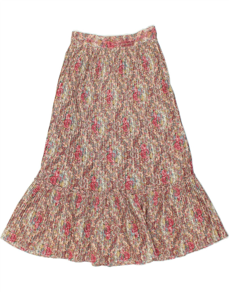 VINTAGE Womens Pleated Skirt W26 Small  Beige Floral | Vintage Vintage | Thrift | Second-Hand Vintage | Used Clothing | Messina Hembry 