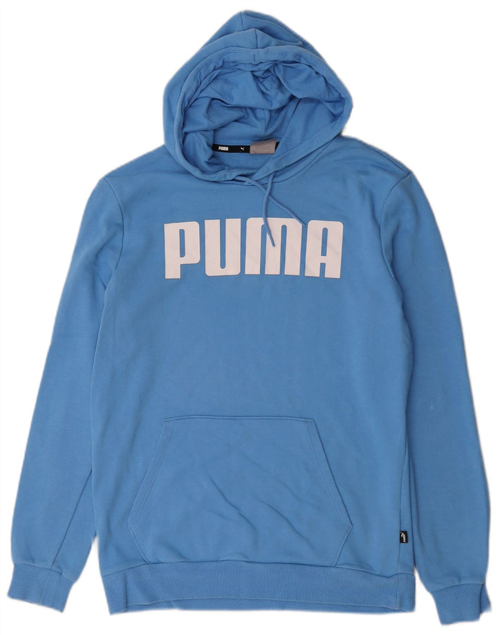 Puma Mens Graphic Hoodie Jumper Small Blue Cotton