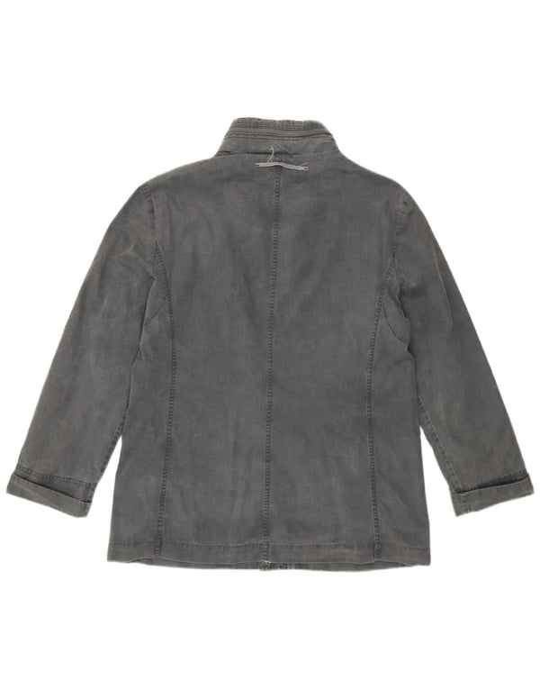 TRUSSARDI Womens Hooded Utility Jacket IT 44 Medium Grey Cotton