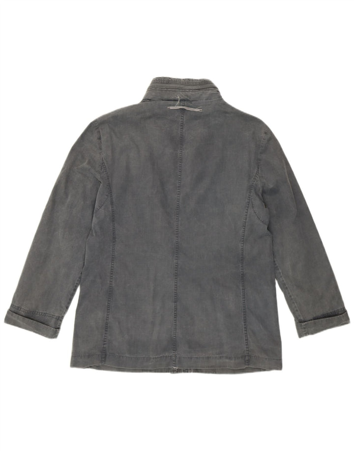 TRUSSARDI Womens Hooded Utility Jacket IT 44 Medium Grey Cotton