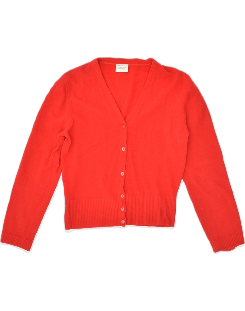 BENETTON Womens Cardigan Sweater UK 14 Medium Orange Cotton | Vintage Benetton | Thrift | Second-Hand Benetton | Used Clothing | Messina Hembry 