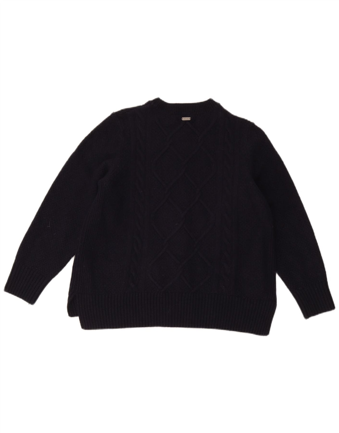 Barbour Womens Crew Neck Jumper Sweater UK 14 Large Navy Blue Wool