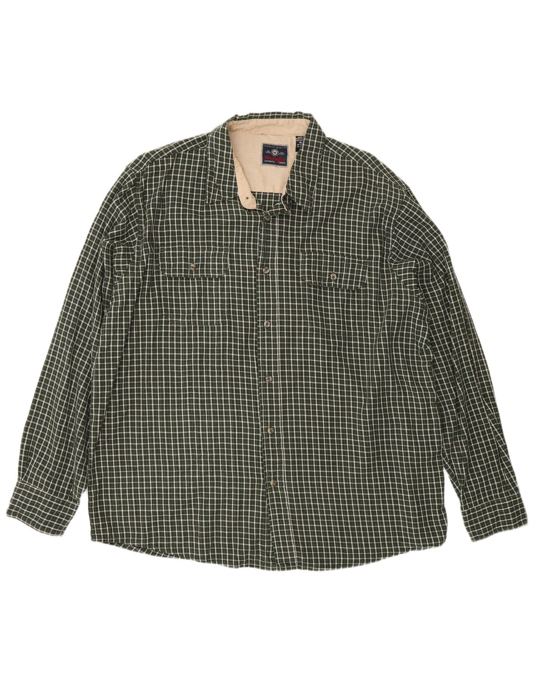 Wrangler Mens Flannel Shirt XL Green Check
