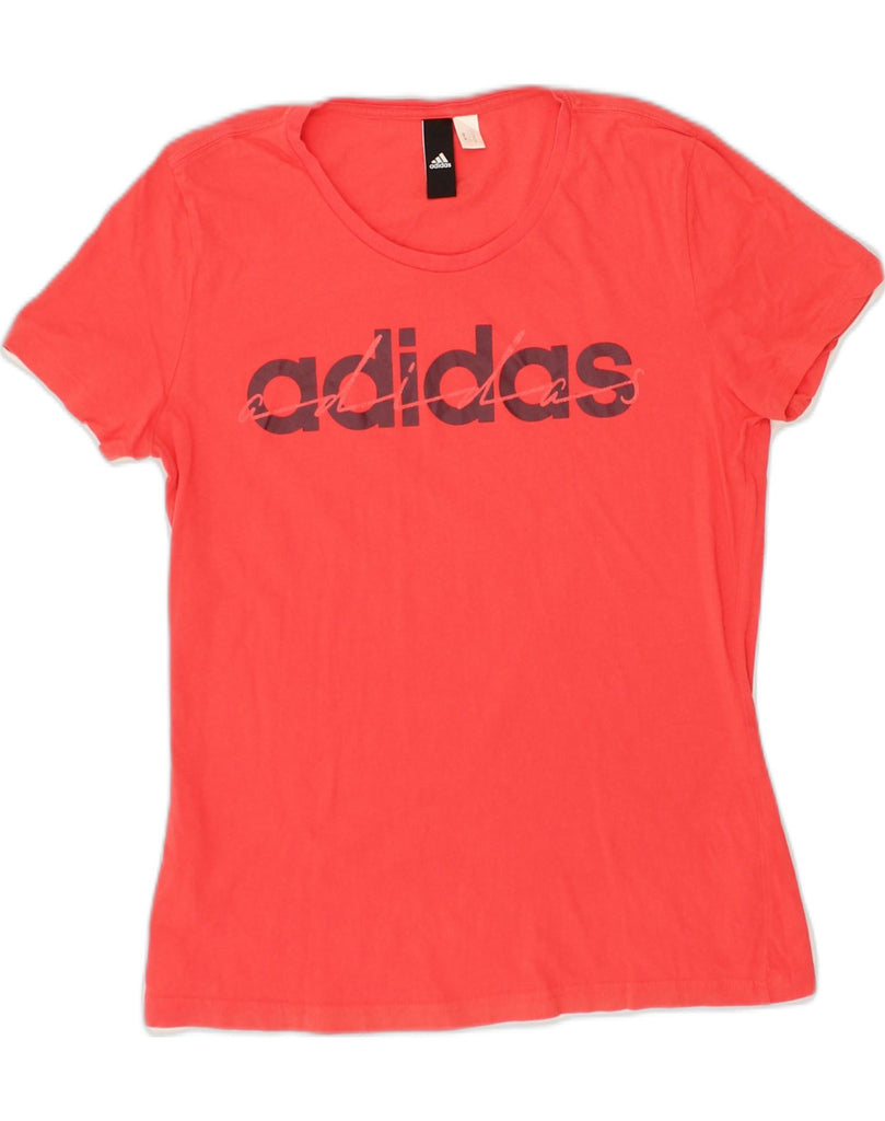 ADIDAS Womens Graphic T-Shirt Top UK 12 Medium Red Cotton | Vintage Adidas | Thrift | Second-Hand Adidas | Used Clothing | Messina Hembry 