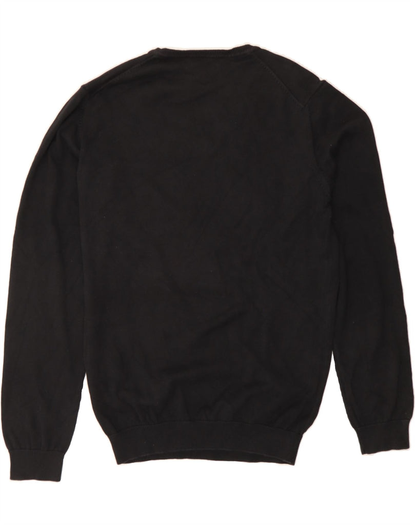 JULES Mens V-Neck Jumper Sweater Large Black Cotton Vintage Jules and Second-Hand Jules from Messina Hembry 