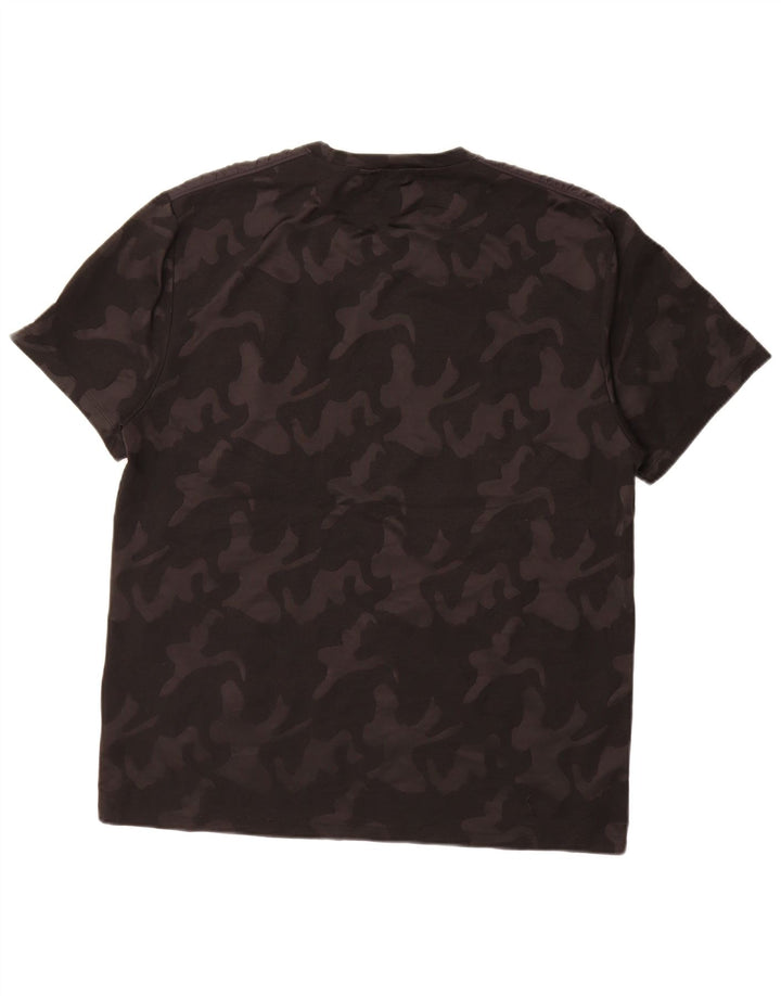 DKNY Mens T-Shirt Top XL Black Camouflage Polyester