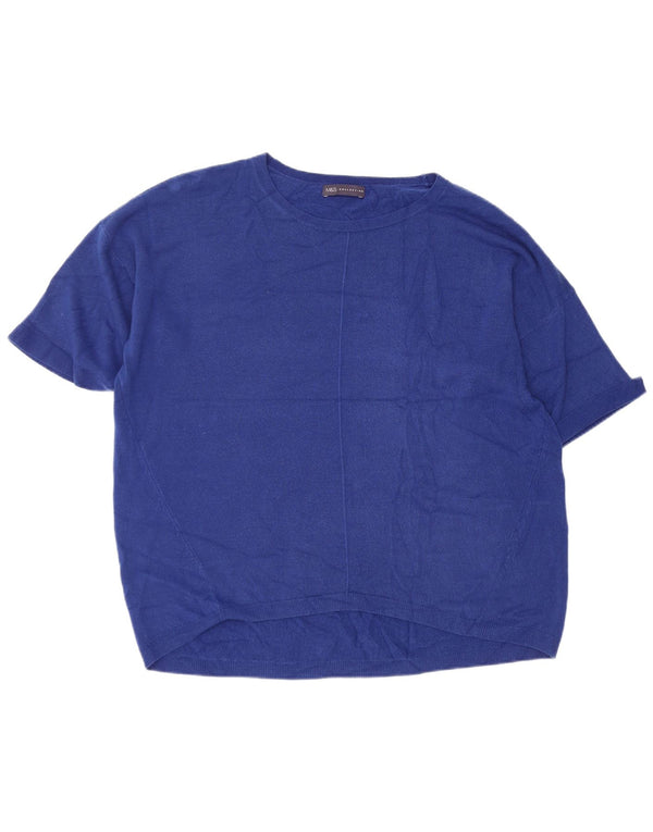 Marks & Spencer Womens T-Shirt Top UK 20 2XL Blue Acrylic