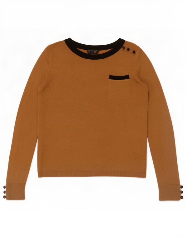 Topshop Womens Boat Neck Jumper Sweater UK 12 Medium Brown Viscose