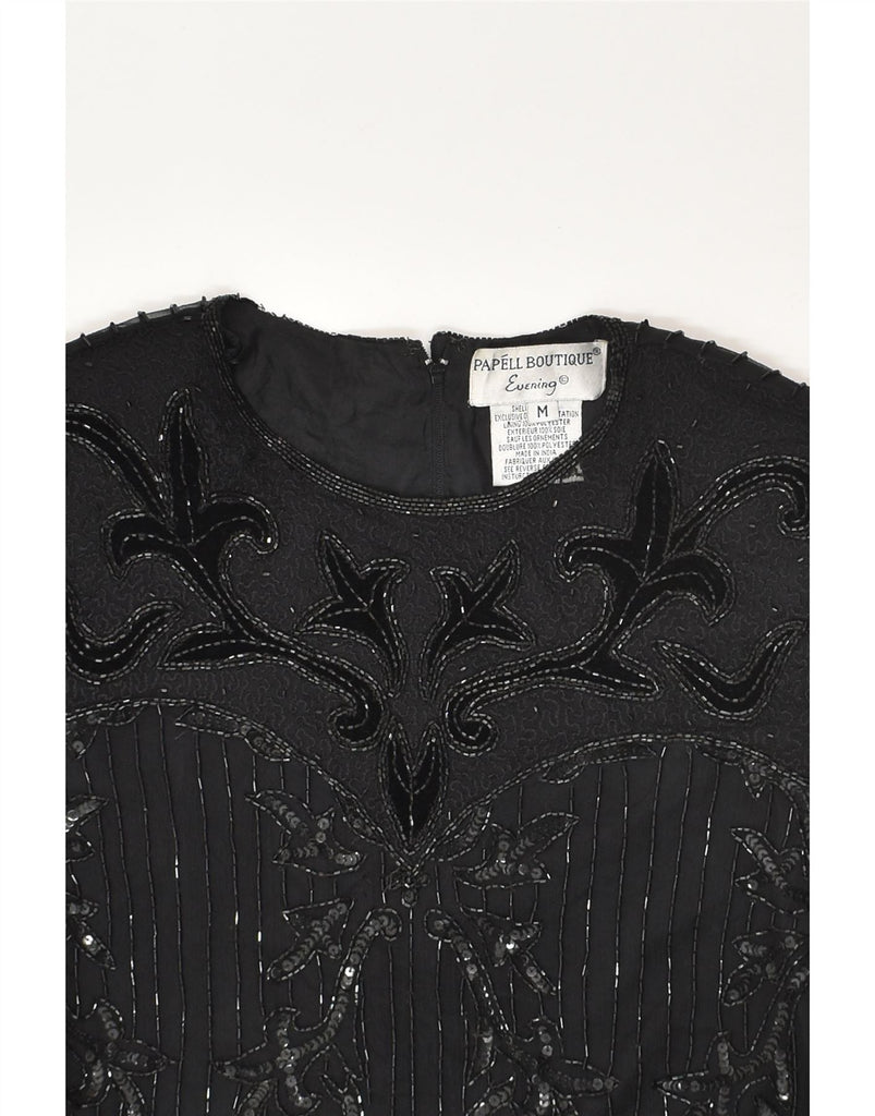 PAPELL BOUTIQUE Womens Blouse Top UK 14 Medium Black Silk | Vintage Papell Boutique | Thrift | Second-Hand Papell Boutique | Used Clothing | Messina Hembry 