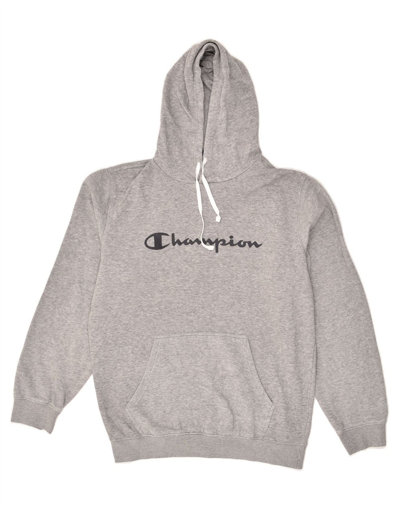 CHAMPION Mens Graphic Hoodie Jumper XL Grey Cotton | Vintage Champion | Thrift | Second-Hand Champion | Used Clothing | Messina Hembry 