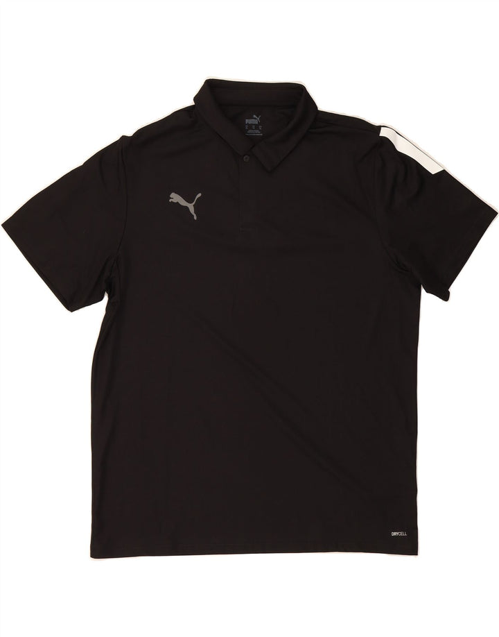 PUMA Mens Polo Shirt XL Black Colourblock Polyester Vintage Puma and Second-Hand Puma from Messina Hembry 