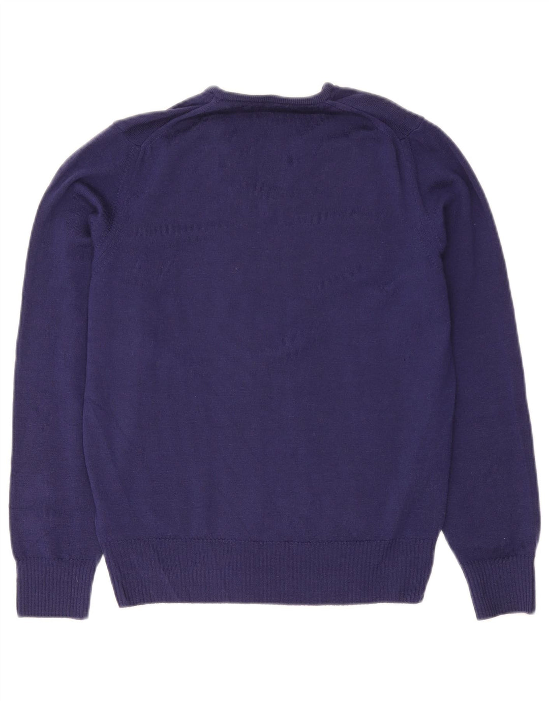 Zara Mens V-Neck Jumper Sweater Medium Purple Wool