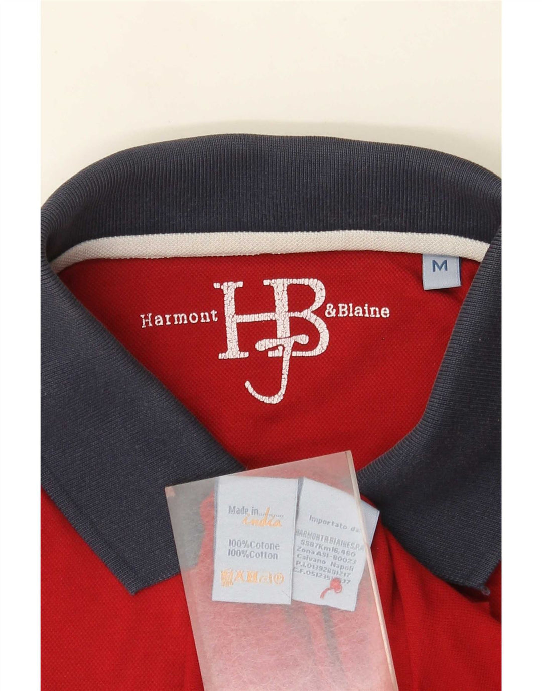 Harmont & Blaine Mens Regular Fit Polo Shirt Medium Red Cotton