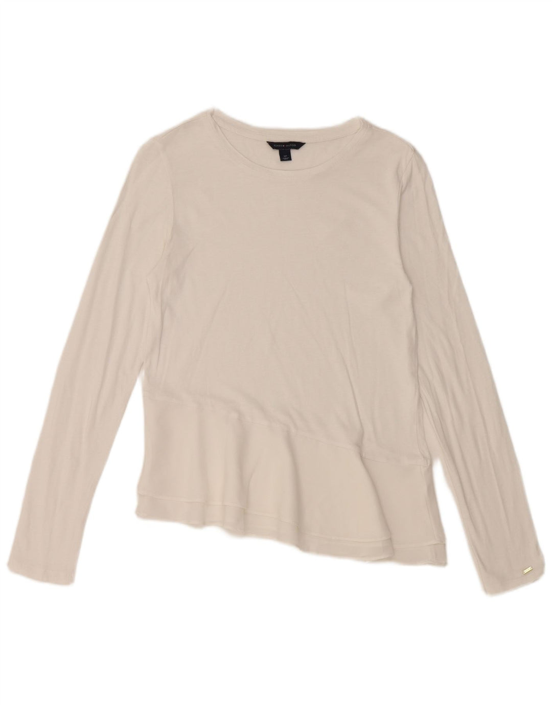 TOMMY HILFIGER Womens Asymmetric Top Long Sleeve UK 10 Small White