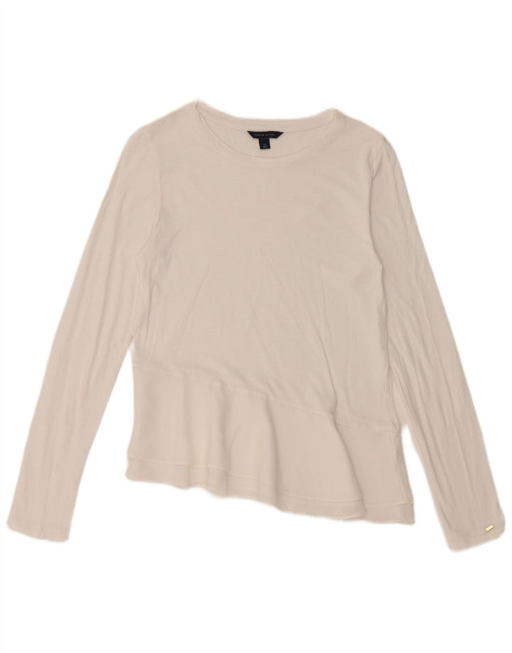 TOMMY HILFIGER Womens Asymmetric Top Long Sleeve UK 10 Small White