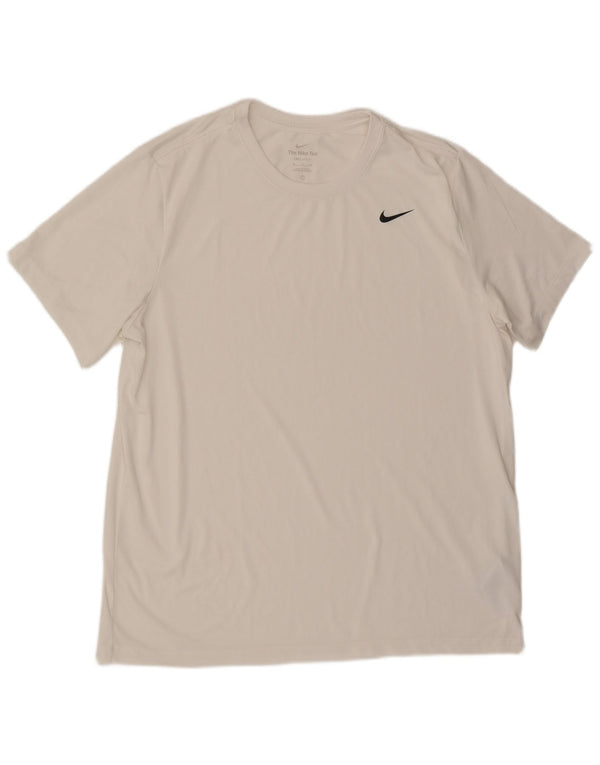 NIKE Mens Dri Fit T-Shirt Top XL White Polyester