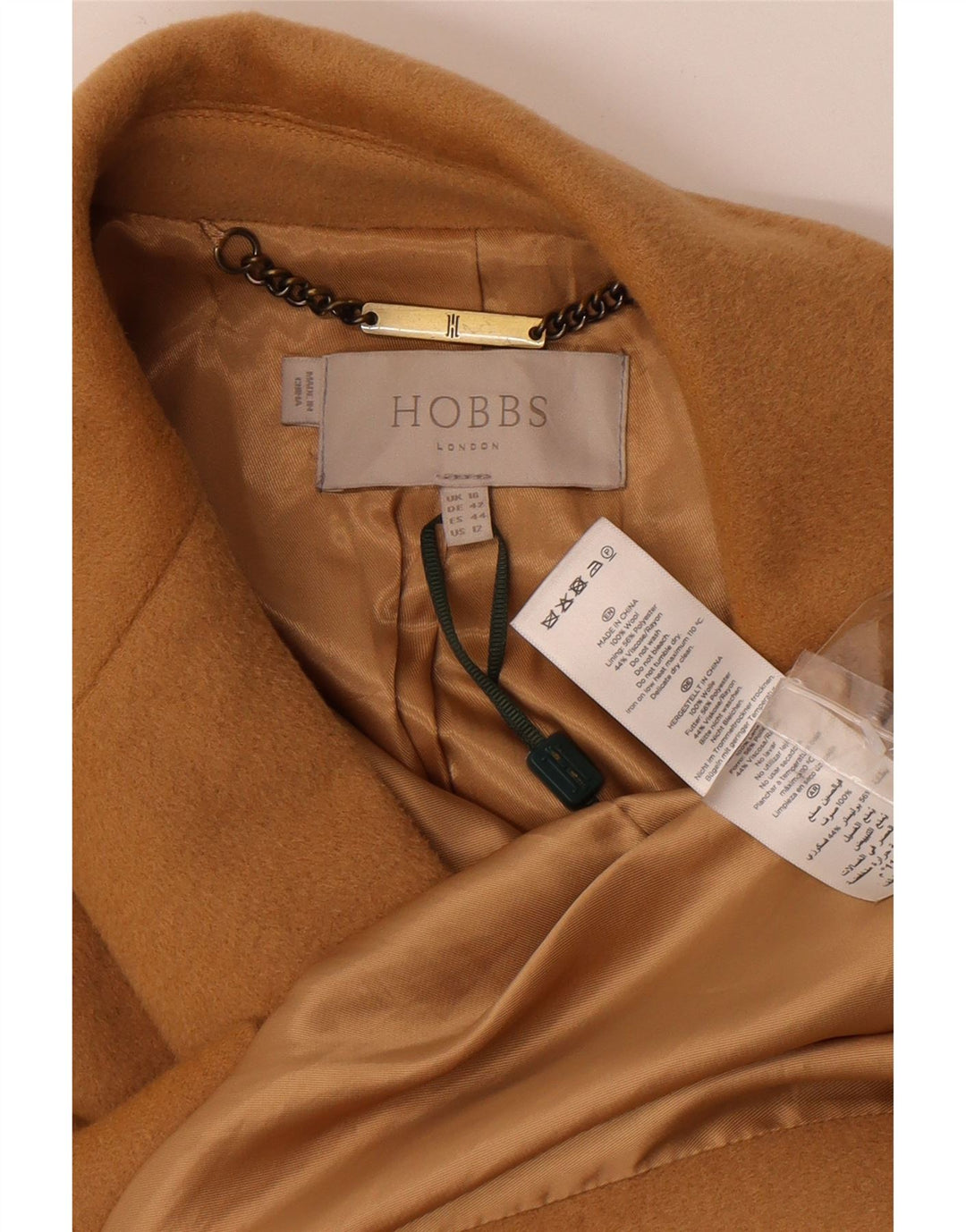 Hobbs Womens Overcoat UK 16 Large Brown Wool