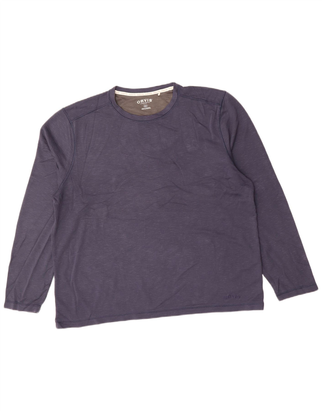 ORVIS Mens Top Long Sleeve 2XL Navy Blue Flecked Rayon