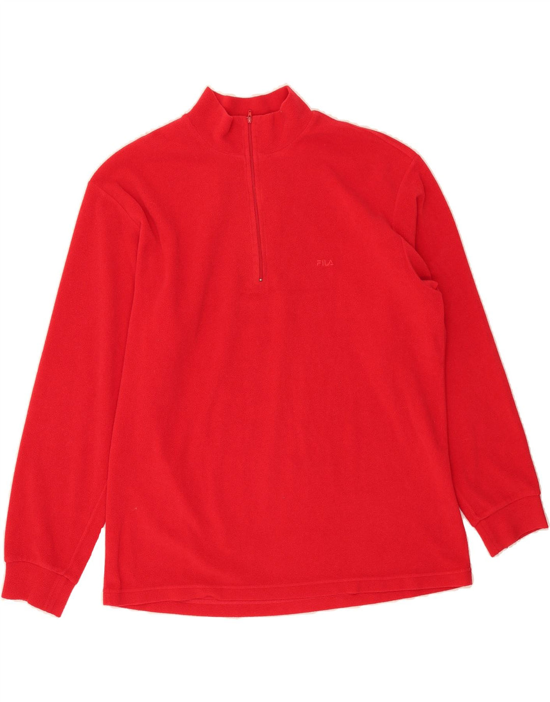 FILA Mens Zip Neck Fleece Jumper XL Red Vintage Fila and Second-Hand Fila from Messina Hembry 