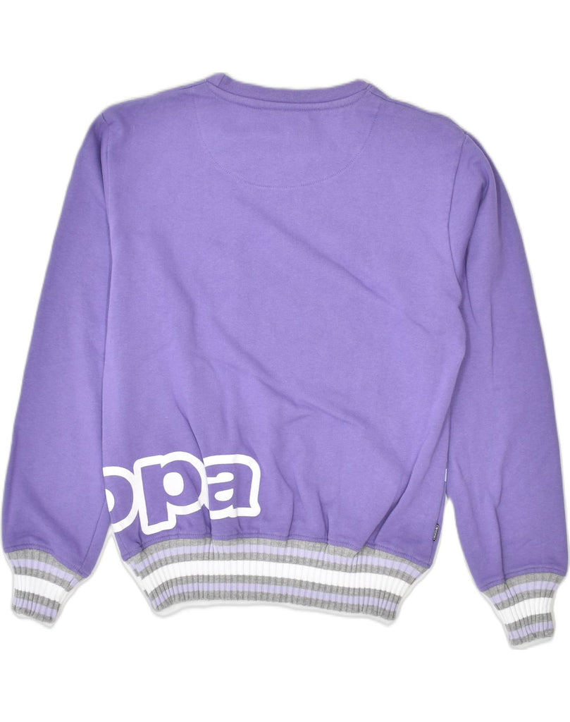 KAPPA Womens Graphic Sweatshirt Jumper UK 14 Large Purple Cotton | Vintage Kappa | Thrift | Second-Hand Kappa | Used Clothing | Messina Hembry 