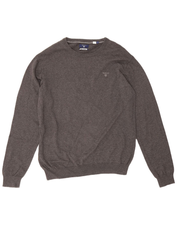 Gant Mens Crew Neck Jumper Sweater XL Grey Cotton