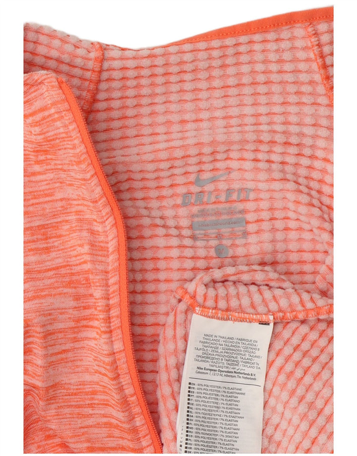 Nike Womens Dri Fit Pullover Tracksuit Top UK 14 Medium Orange Flecked