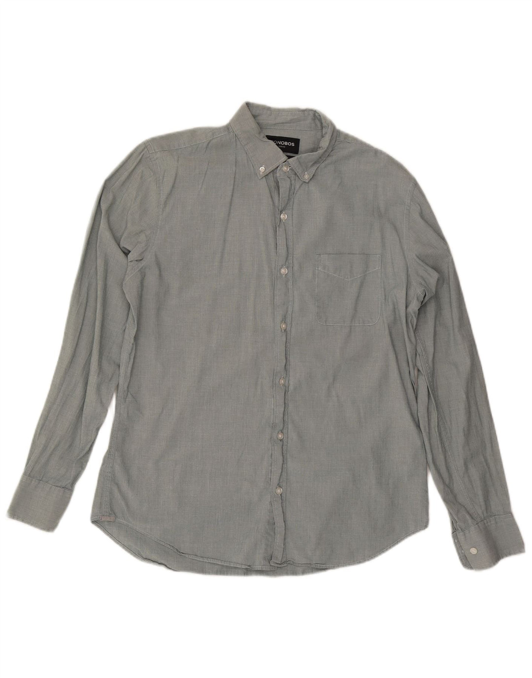 BONOBOS Mens Tailored Fit Shirt Large Grey Cotton