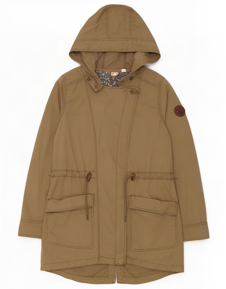 Roxy Womens Hooded Parka Jacket UK 14 Medium Khaki Cotton