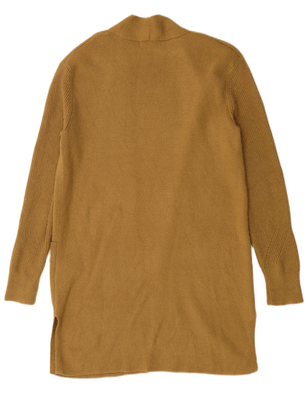 Marks & Spencer Womens Longline Open Cardigan Sweater UK 12 Medium Brown