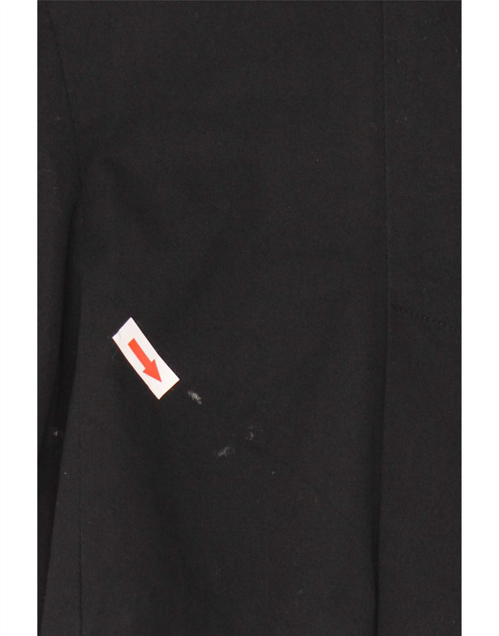 Zara Womens 1 Button Blazer Jacket UK 12 Medium Black Cotton