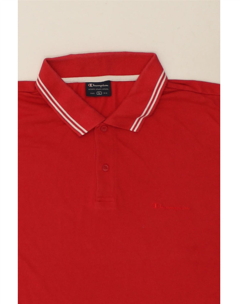 CHAMPION Mens Polo Shirt Large Red | Vintage Champion | Thrift | Second-Hand Champion | Used Clothing | Messina Hembry 