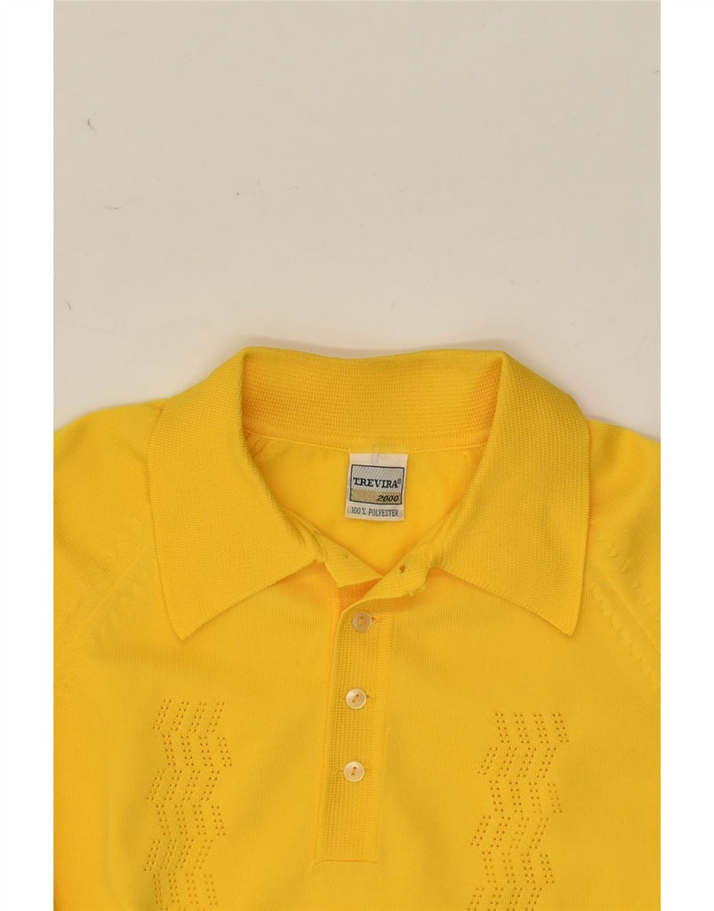 TREVIRA Mens Polo Neck Jumper Sweater Medium Yellow Polyester | Vintage Trevira | Thrift | Second-Hand Trevira | Used Clothing | Messina Hembry 