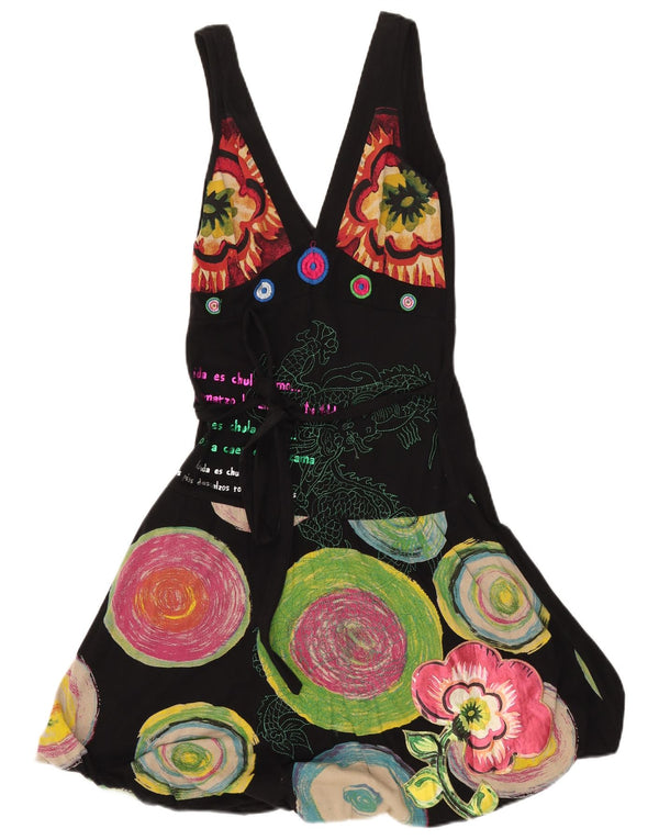 Desigual Womens Graphic Sleeveless Bubble Dress UK 10 Small Black Floral