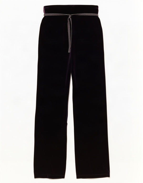 Marks & Spencer Womens Velour Casual Trousers UK 8 Small W24 L31 Purple