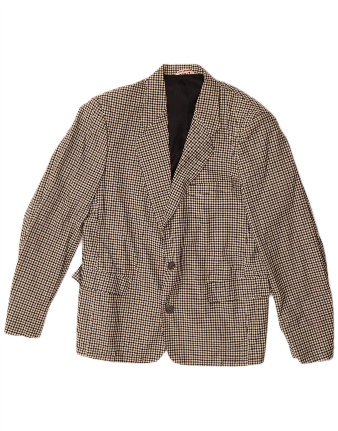Wampum Mens 2 Button Blazer Jacket UK 38 Medium Grey Gingham