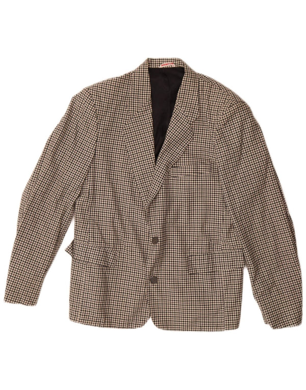 Wampum Mens 2 Button Blazer Jacket UK 38 Medium Grey Gingham